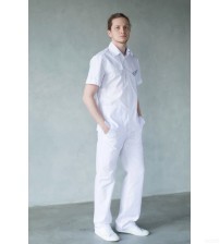 Рубашка Клим белая с отделкой клетка