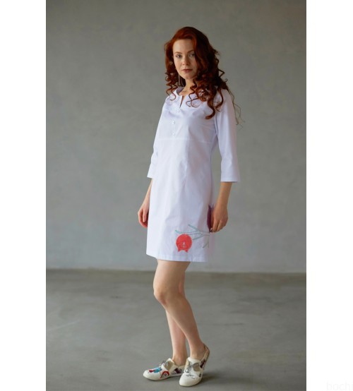 Медицинское платье Софья с аппликацией совушки фото