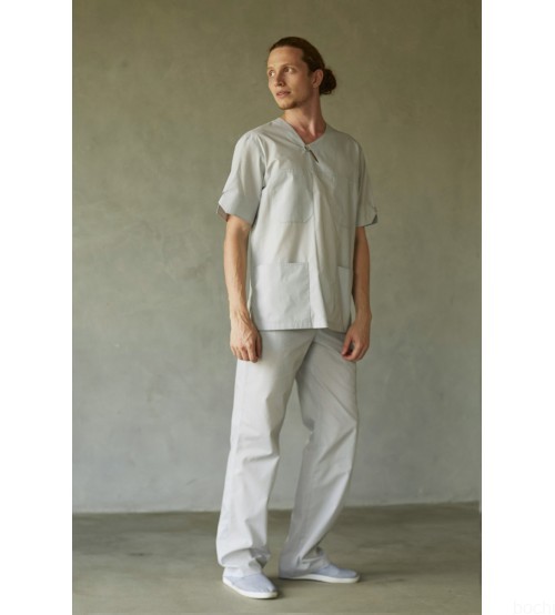 Медицинский мужской  костюм Массажист светло-серый фото
