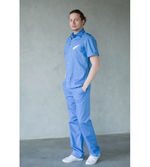 Медицинская рубашка Клим синяя (20027)