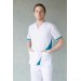 Медицинский мужской  костюм Иван белый с отделкой морская волна фото