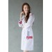 Женский медицинский халат Ирида с отделкой серый и красный фото