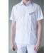 Медицинская мужская рубашка Клим белая с отделкой клетка фото