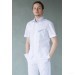 Медицинская мужская рубашка Клим белая с отделкой клетка фото