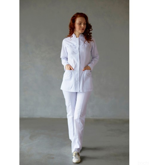Медицинский женский костюм Милана белый фото