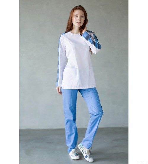 Медицинский женский костюм Герда с синими брюками фото